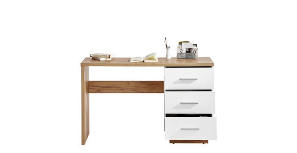 SCHREIBTISCH - Eichefarben/Alufarben, Basics, Holzwerkstoff/Kunststoff (120/75/50cm) - Hom`in