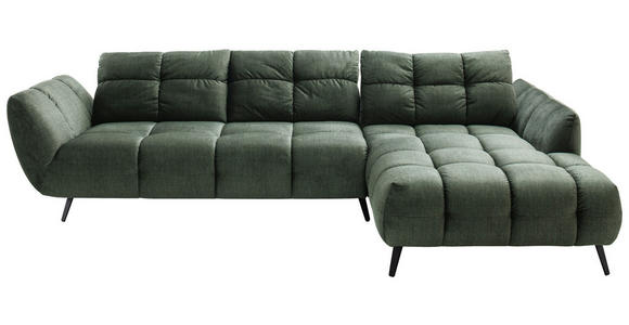 ECKSOFA Grün Mikrofaser  - Schwarz/Grün, KONVENTIONELL, Textil/Metall (313/215cm) - Hom`in
