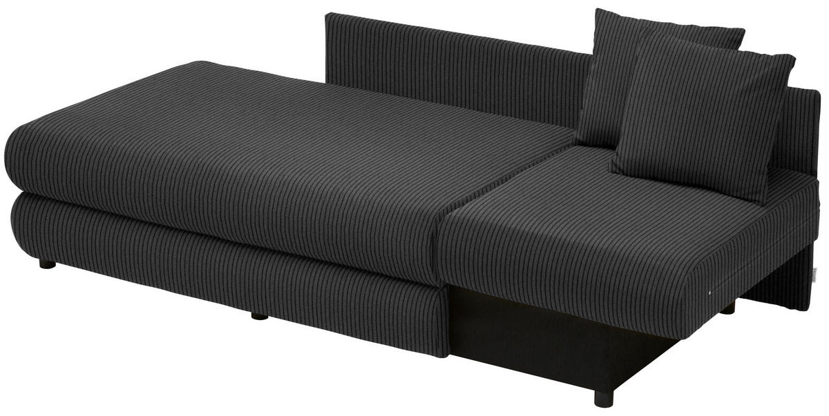 RÉCAMIERE in Cord Graubraun  - Graubraun/Schwarz, Design, Kunststoff/Textil (171/71-88/93cm) - Cantus