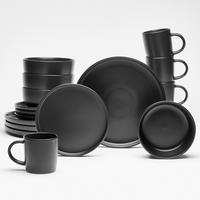 KOMBISERVICE Schwarz 16-teilig Nero  - Schwarz, KONVENTIONELL, Keramik (30/30/30cm) - Van Well
