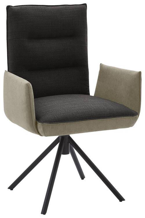 ARMLEHNSTUHL  in Flachgewebe  - Greige/Anthrazit, Design, Textil/Metall (59/93/59cm) - Dieter Knoll