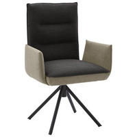 ARMLEHNSTUHL  in Flachgewebe  - Greige/Anthrazit, Design, Textil/Metall (59/93/59cm) - Dieter Knoll