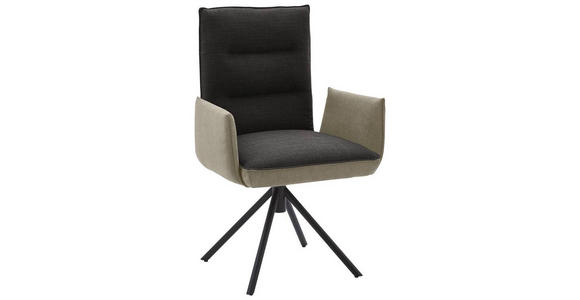 ARMLEHNSTUHL in Flachgewebe - Greige/Anthrazit, Design, Textil/Metall (59/93/59cm) - Dieter Knoll