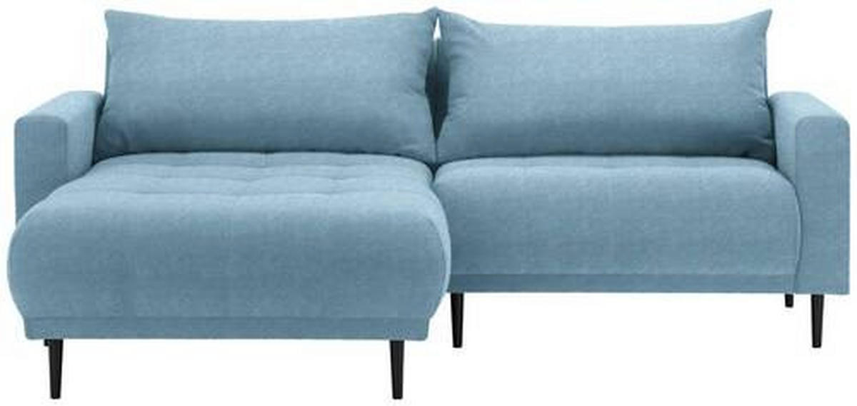 ECKSOFA in Flachgewebe Blau  - Blau/Schwarz, Design, Holz/Textil (160/215cm) - Stylife