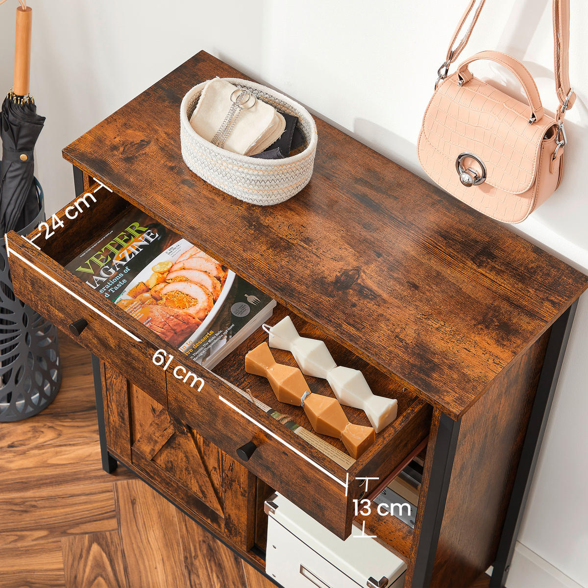 KOMMODE Braun, Schwarz  70/80/30 cm  - Schwarz/Braun, Natur, Holz/Holzwerkstoff (70/80/30cm) - Boxxx