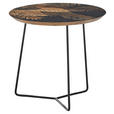 BEISTELLTISCH 55/55/50 cm Mangoholz Braun, Naturfarben, Schwarz rund  - Schwarz/Braun, Holz/Metall (55/55/50cm) - Xora