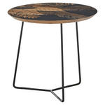 BEISTELLTISCH 55/55/50 cm Mangoholz Braun, Naturfarben, Schwarz rund  - Schwarz/Braun, Holz/Metall (55/55/50cm) - Xora