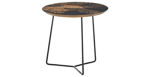 BEISTELLTISCH 55/55/50 cm Mangoholz Braun, Naturfarben, Schwarz rund - Schwarz/Braun, Holz/Metall (55/55/50cm) - Xora