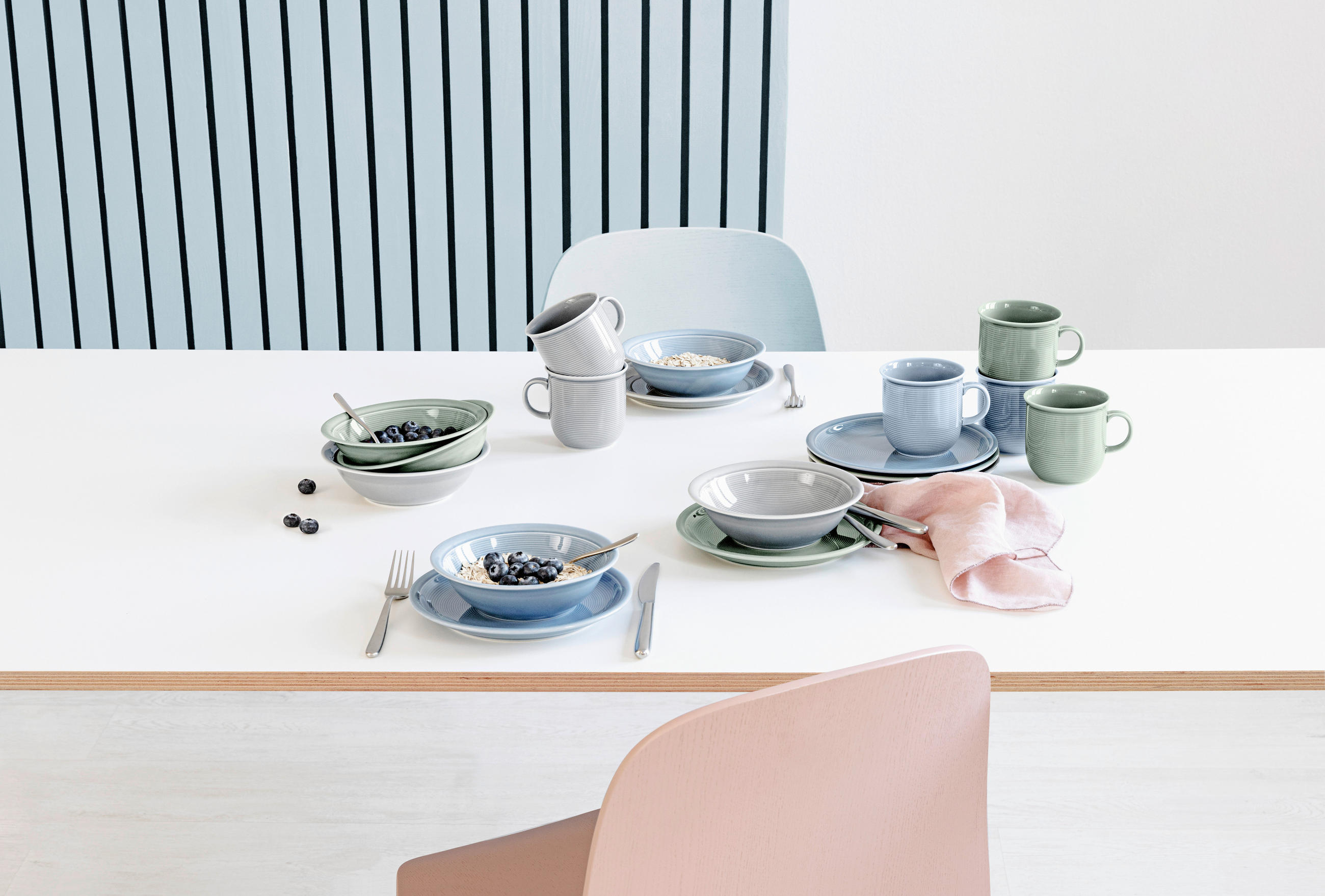 FRÜHSTÜCKSSERVICE Trend Colour Mixed II  - Graublau/Grau, Basics, Keramik - Thomas