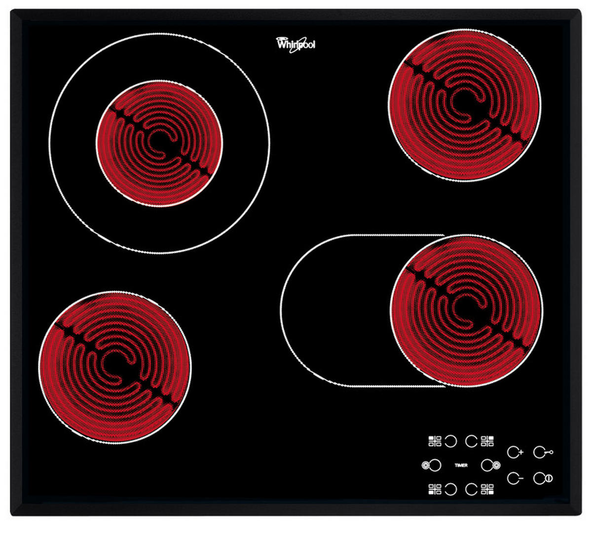 ÜVEGKERÁMIA FŐZŐLAP - fekete, Üveg (60cm) - Whirlpool