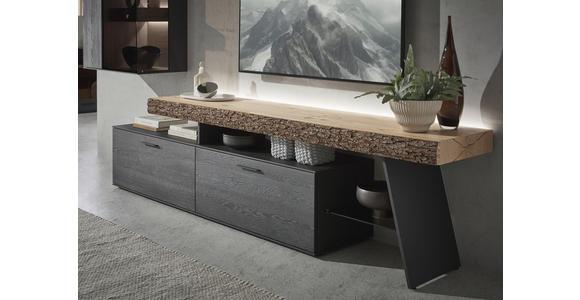 WOHNWAND  in Anthrazit, Eichefarben  311/196/44 cm  - Eichefarben/Anthrazit, Design, Glas/Holz (311/196/44cm) - Valnatura