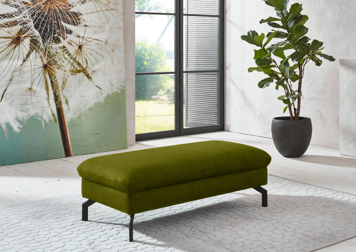 ECKSOFA in Velours Grün  - Schwarz/Grün, Design, Textil/Metall (306/179cm) - Beldomo System