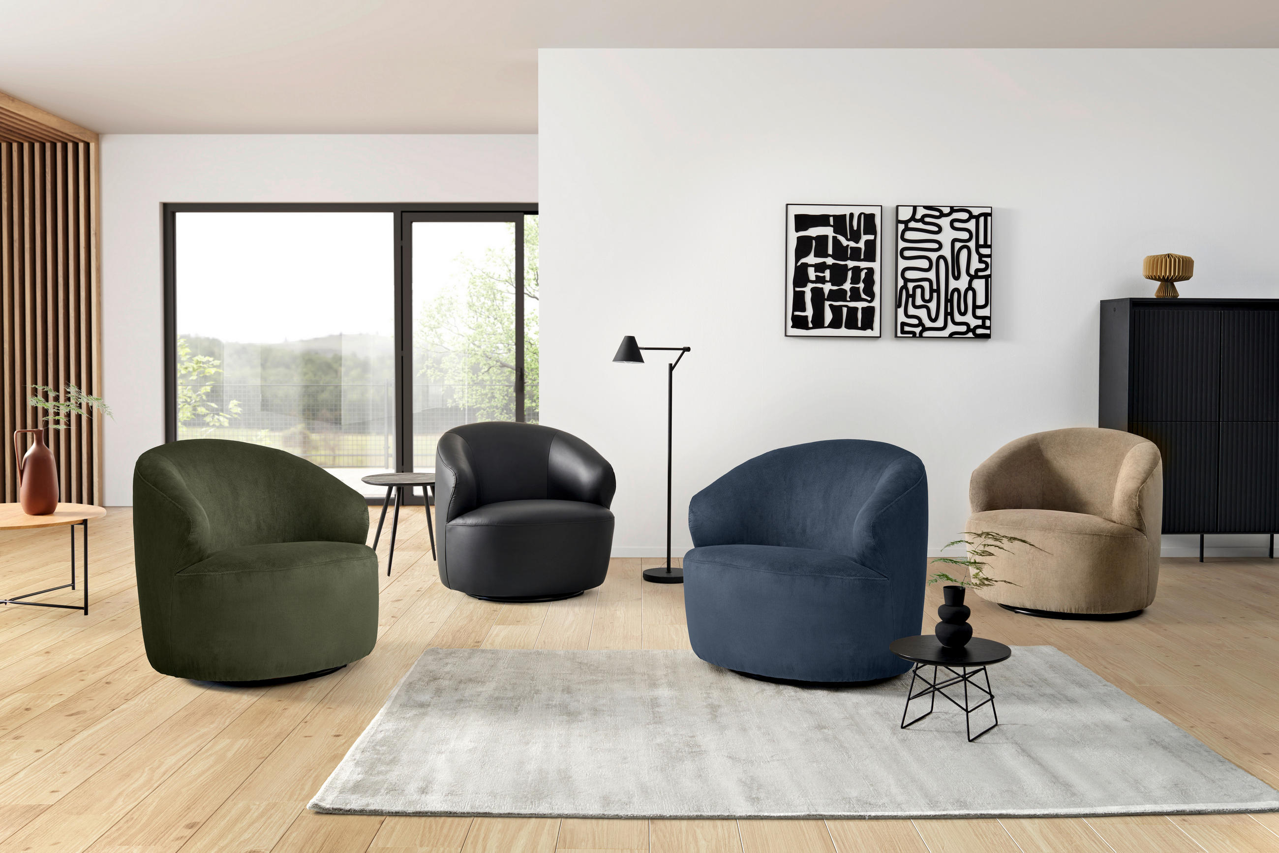 SESSEL Cord Dunkelblau    - Schwarz/Dunkelblau, Design, Textil/Metall (80/76,5/80cm) - MID.YOU