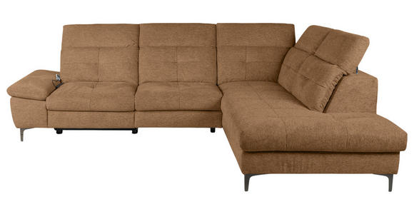 ECKSOFA Terracotta Webstoff  inkl. Rücken echt, Relaxfunktion  - Terracotta/Schwarz, KONVENTIONELL, Textil/Metall (288/225cm) - Carryhome