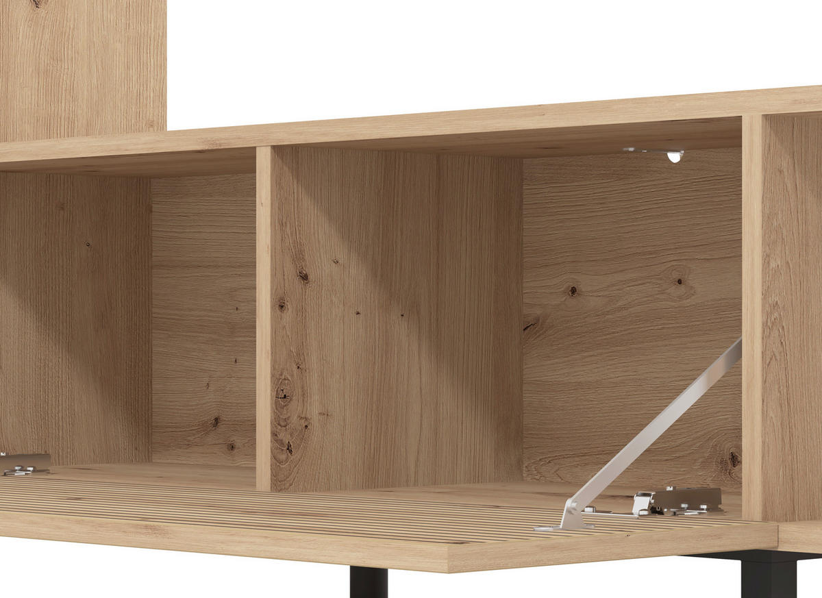 WOHNWAND 2-teilig  in Eiche Artisan  184/138/30 cm  - Schwarz/Eiche Artisan, Natur, Holzwerkstoff (184/138/30cm) - Boxxx