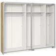 SCHWEBETÜRENSCHRANK  in Weiß, Eichefarben  - Edelstahlfarben/Eichefarben, Design, Glas/Holzwerkstoff (253/215/65cm) - Carryhome