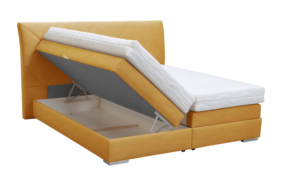 BOXSPRING-ÁGY 180/200 cm  sárga  - sárga/króm, Basics, textil (180/200cm) - Esposa