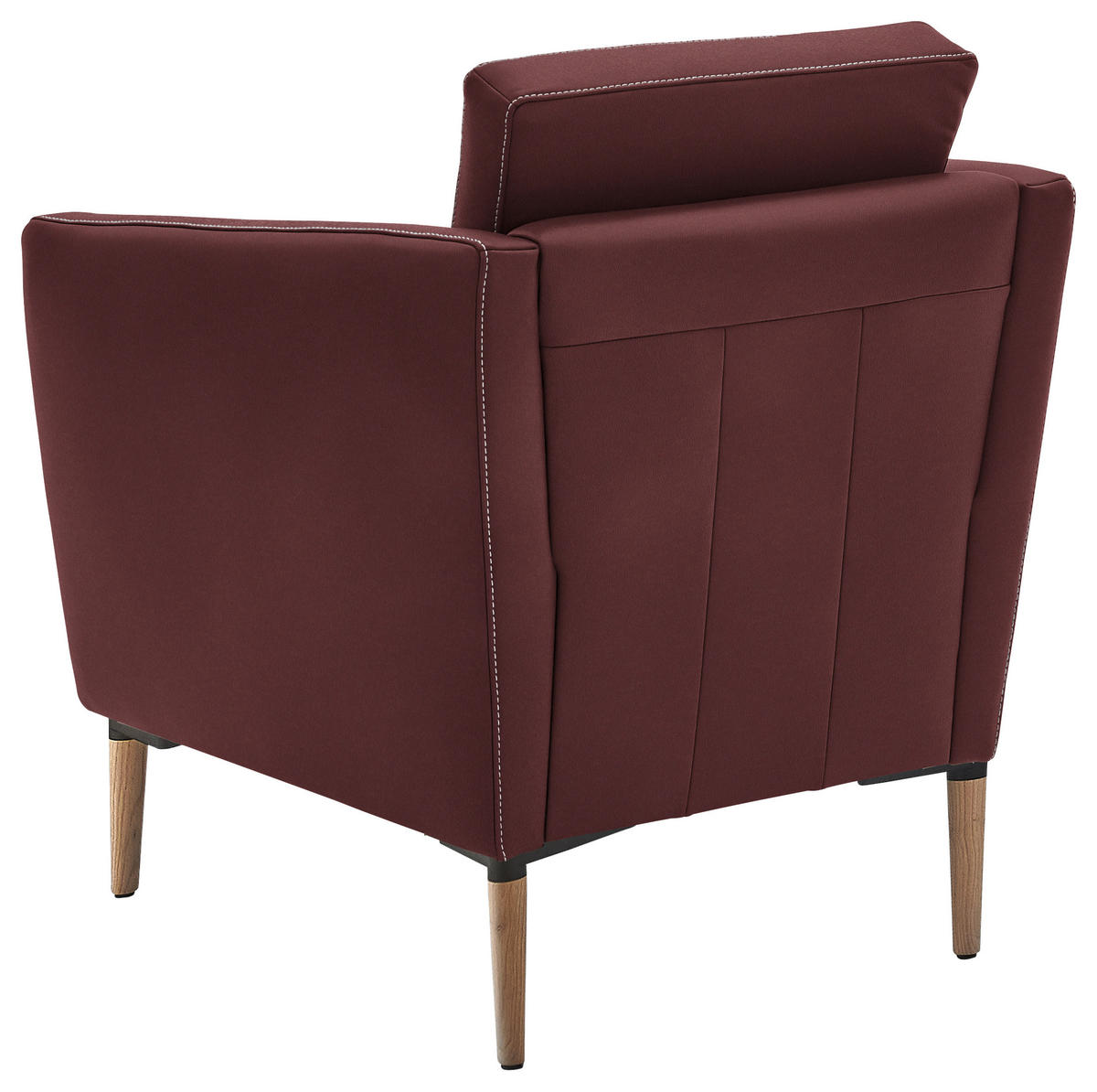 SESSEL in Echtleder Bordeaux  - Eichefarben/Bordeaux, Natur, Leder/Holz (75/84/76cm) - Valnatura
