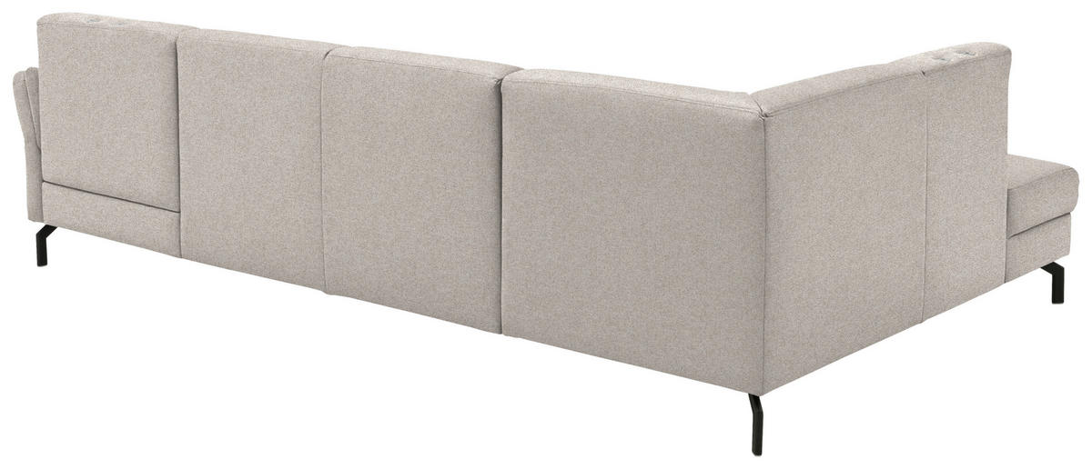WOHNLANDSCHAFT Flachgewebe Beige  - Beige/Schwarz, Konventionell, Textil/Metall (190/307/170cm) - Beldomo Comfort