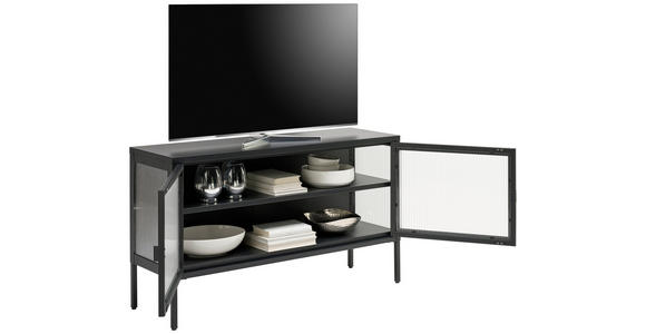 LOWBOARD  115/64/35 cm  Beimöbel erhältlich, stehend  - Schwarz, Trend, Glas/Metall (115/64/35cm) - Xora