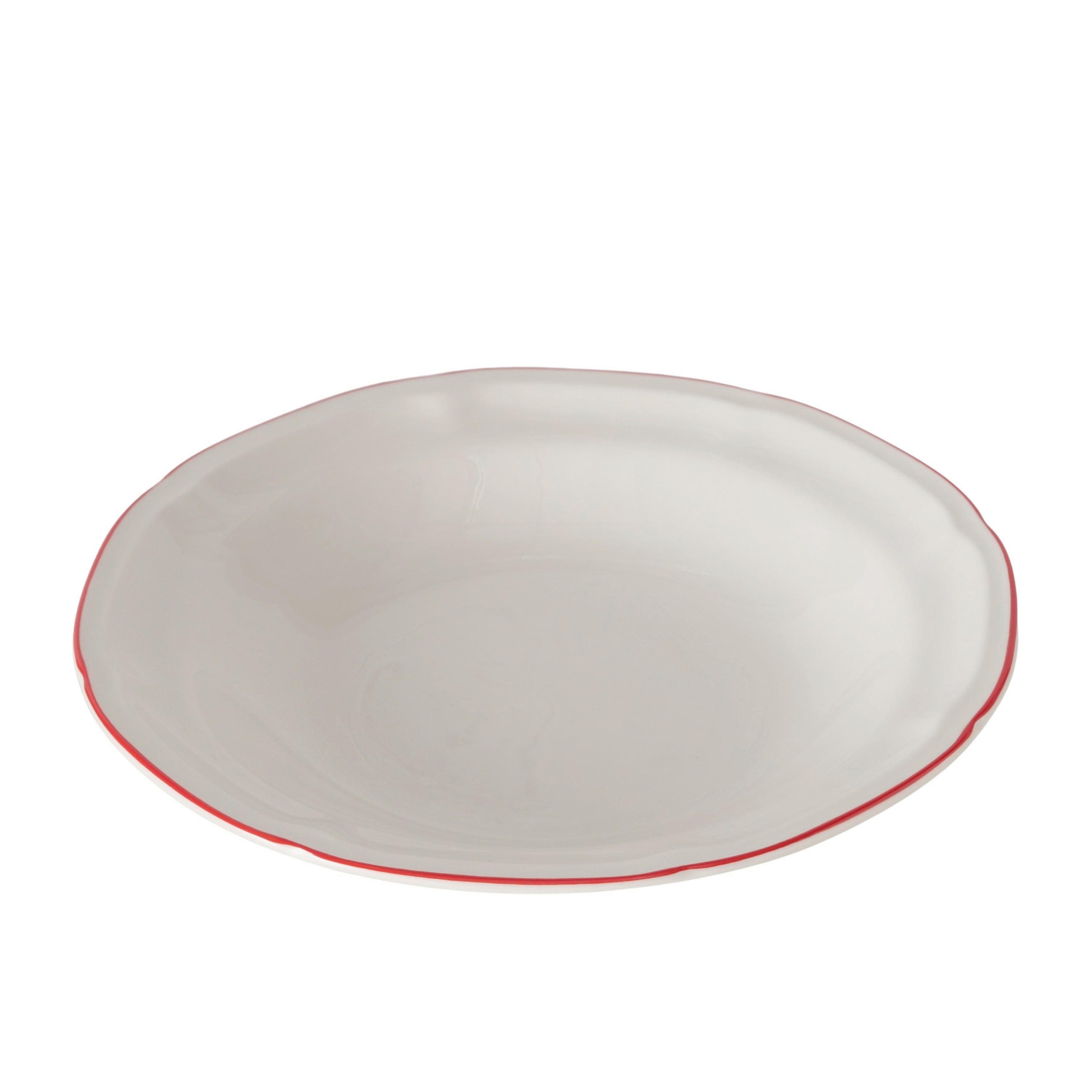 GURMÁNSKÝ TALÍŘ, keramika, 22,5 cm - bílá/červená, Basics, keramika (22,5cm)