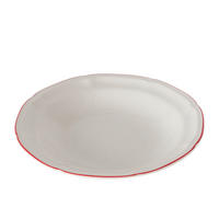 GURMÁNSKÝ TALÍŘ, keramika, 22,5 cm - bílá/červená, Basics, keramika (22,5cm)