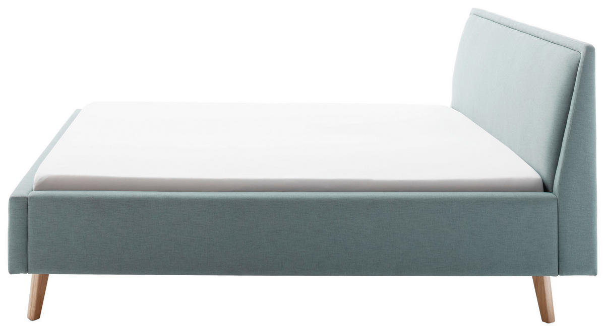 POLSTERBETT Bettkasten, Lattenroste Hellblau 160/200 cm  - Eichefarben/Hellblau, KONVENTIONELL, Holz/Textil (160/200cm) - Livetastic