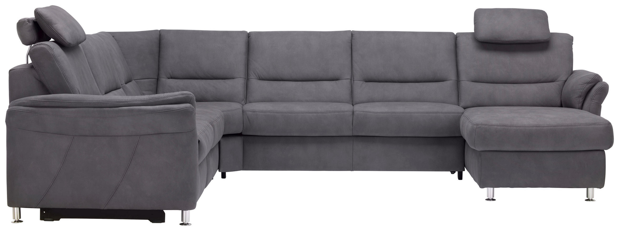 SOFFA i mikrofiber grå  - aluminiumfärg/grå, Klassisk, metall/textil (262/335/173cm) - Beldomo System