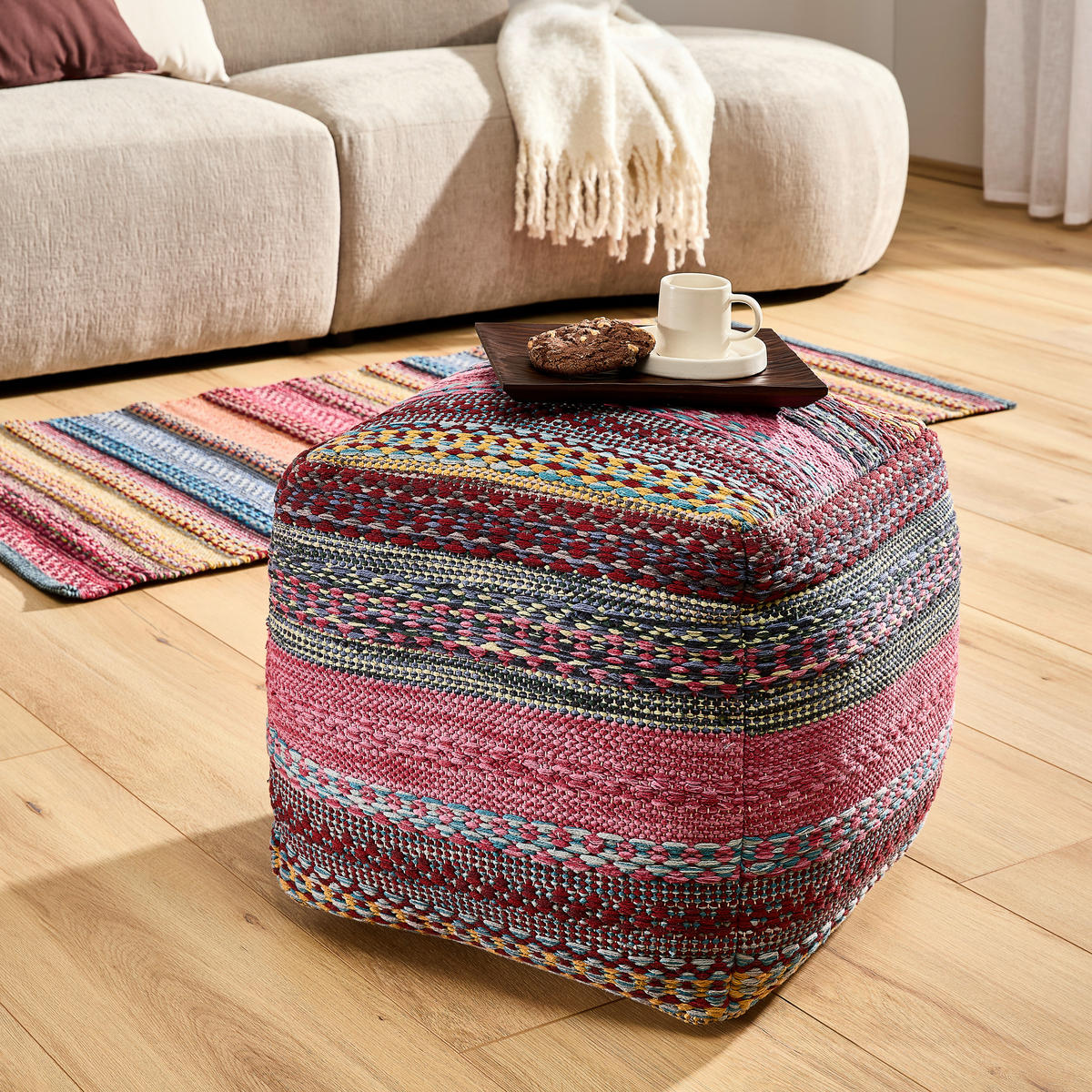 POUF Abstraktes 40/40/40 cm  - Multicolor, Trend, Textil (40/40/40cm) - Boxxx