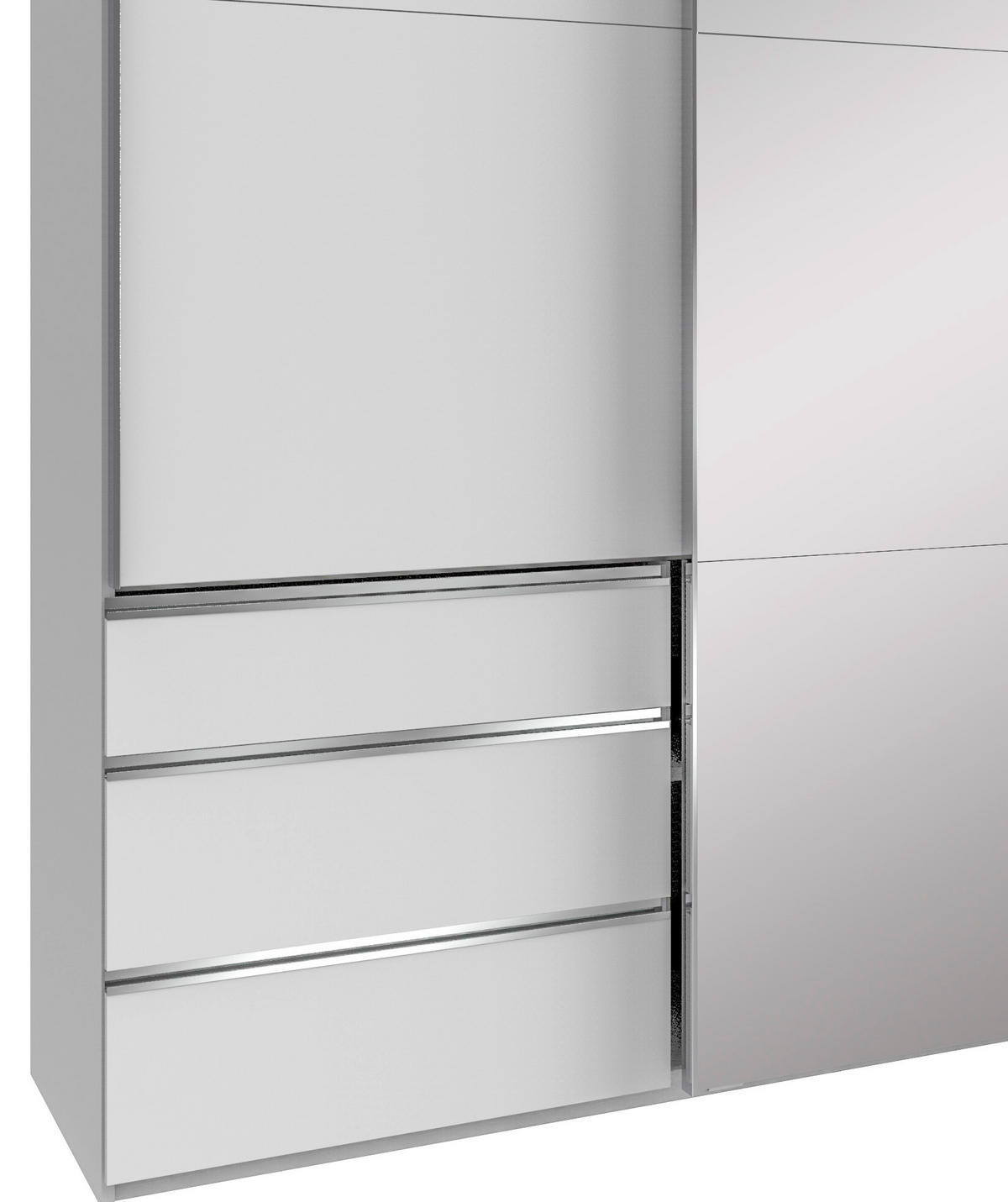 SCHWEBETÜRENSCHRANK in Weiss  - Chromfarben/Weiss, Modern, Glas/Holzwerkstoff (300/216/65cm) - MID.YOU