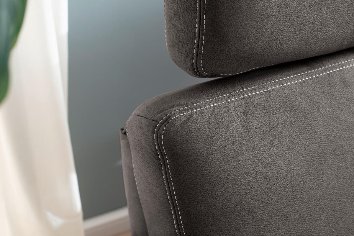 ECKSOFA in Mikrofaser Anthrazit  - Anthrazit/Beige, Design, Holz/Textil (185/276cm) - Pure Home Lifestyle