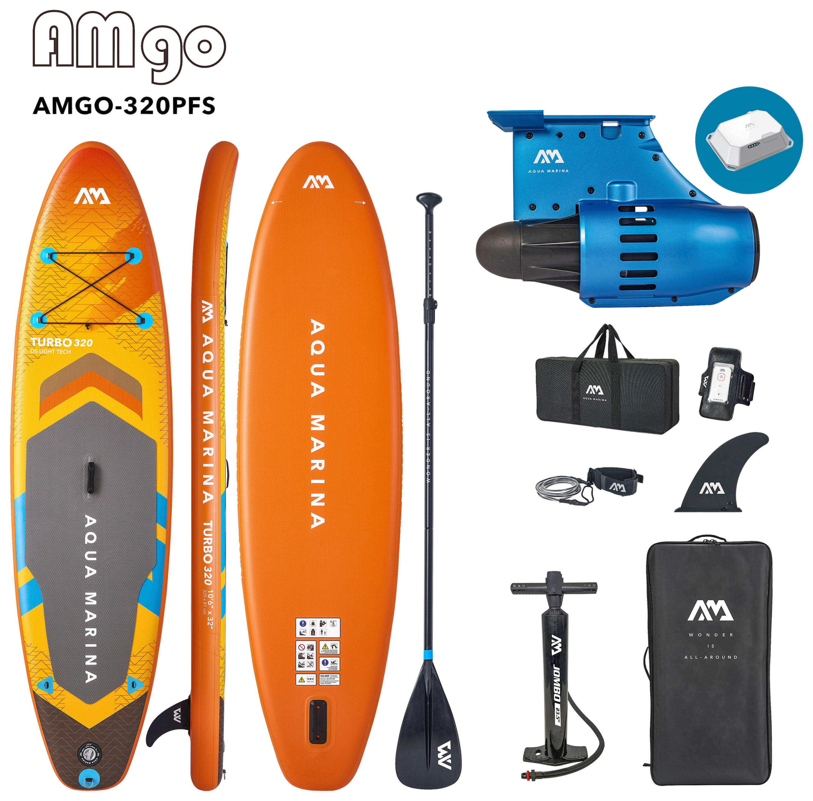 STAND-UP PADDLE BOARD AMGO -320PFS inkl. Motor  - Gelb, KONVENTIONELL, Kunststoff (320/81/15cm)