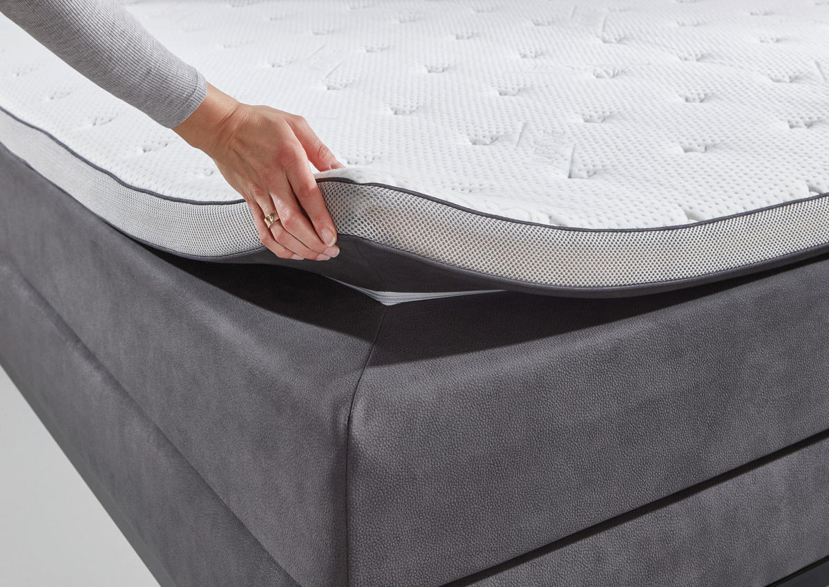 BOXSPRINGBETT 140/200 cm  in Anthrazit  - Anthrazit/Schwarz, Konventionell, Textil/Metall (140/200cm) - Carryhome