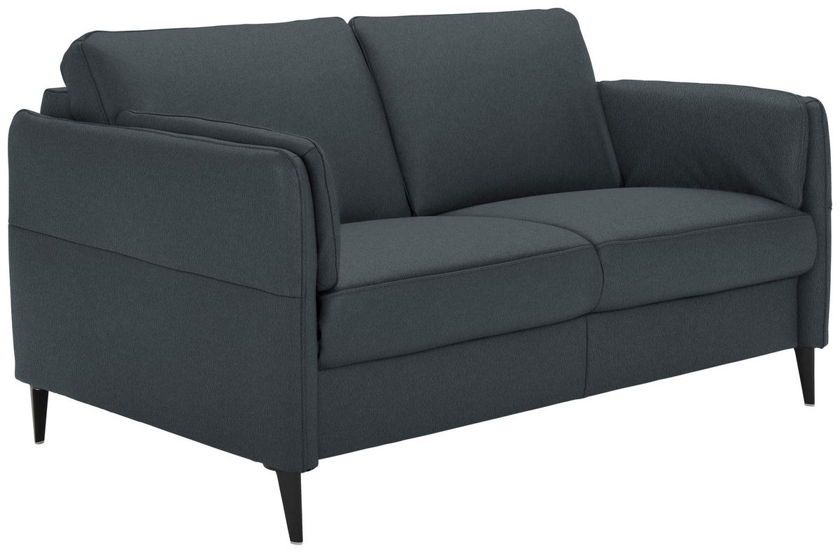 2,5-SITZER in Echtleder Dunkelblau  - Schwarz/Dunkelblau, Design, Leder/Metall (164/84/99cm) - Dieter Knoll