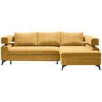 ECKSOFA  in Chenille Currygelb  - Currygelb/Schwarz, KONVENTIONELL, Textil/Metall (265/184cm) - Hom`in