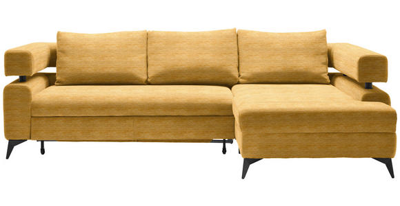 ECKSOFA  in Chenille Currygelb  - Currygelb/Schwarz, KONVENTIONELL, Textil/Metall (265/184cm) - Hom`in