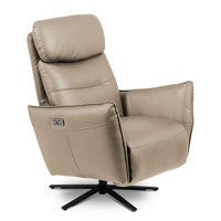 RELAXSESSEL in Leder Hellgrau  - Hellgrau/Schwarz, Design, Leder/Metall (77/107/88cm) - Livetastic