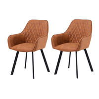 SADA STOLIČIEK S PODRÚČKAMI 2 kus - hnedá/čierna, Modern, kov/textil (56,5/83/63cm) - Livetastic