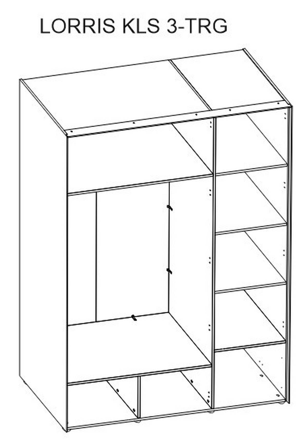 DREHTÜRENSCHRANK 3-türig Rot  - Rot/Schwarz, Design, Holzwerkstoff/Metall (150/212/55cm) - Lomoco