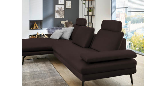 ECKSOFA in Echtleder Braun 180/310 cm - Schwarz/Braun, Design, Leder/Metall (180/310cm) - Dieter Knoll