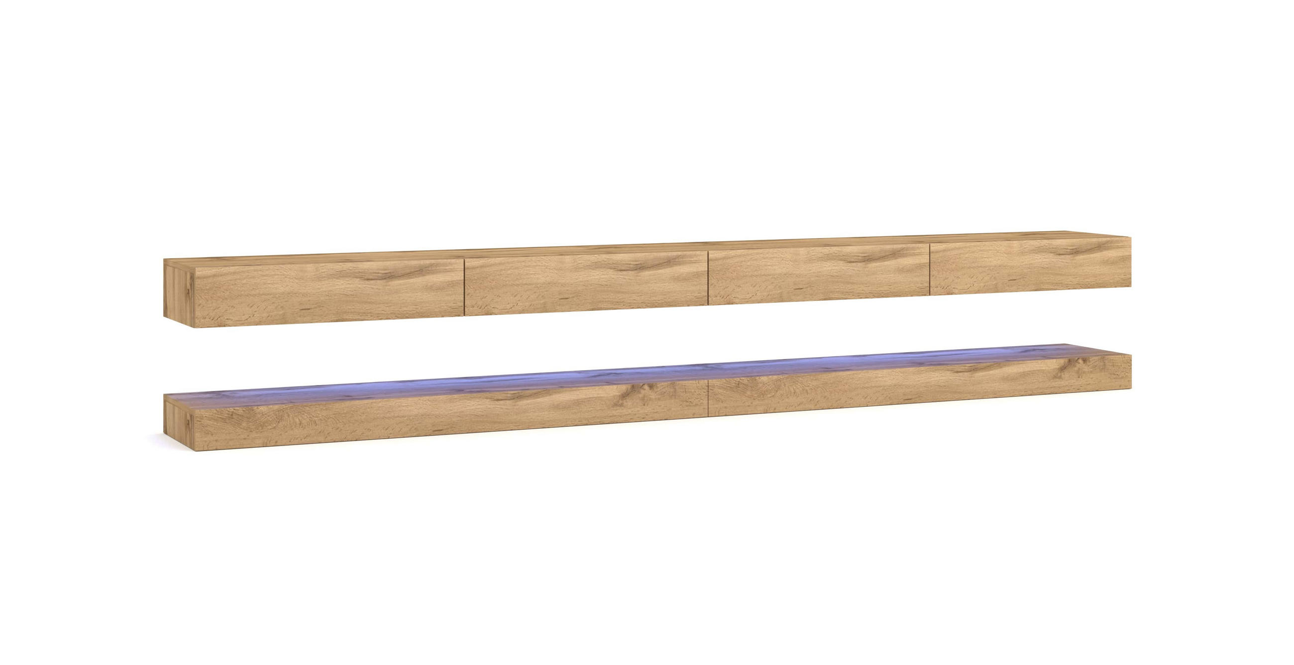LOWBOARD  280/25/34 cm 4 Schublade(n) hängend, Beleuchtung  - Eiche Wotan, Design, Holzwerkstoff (280/25/34cm) - MID.YOU
