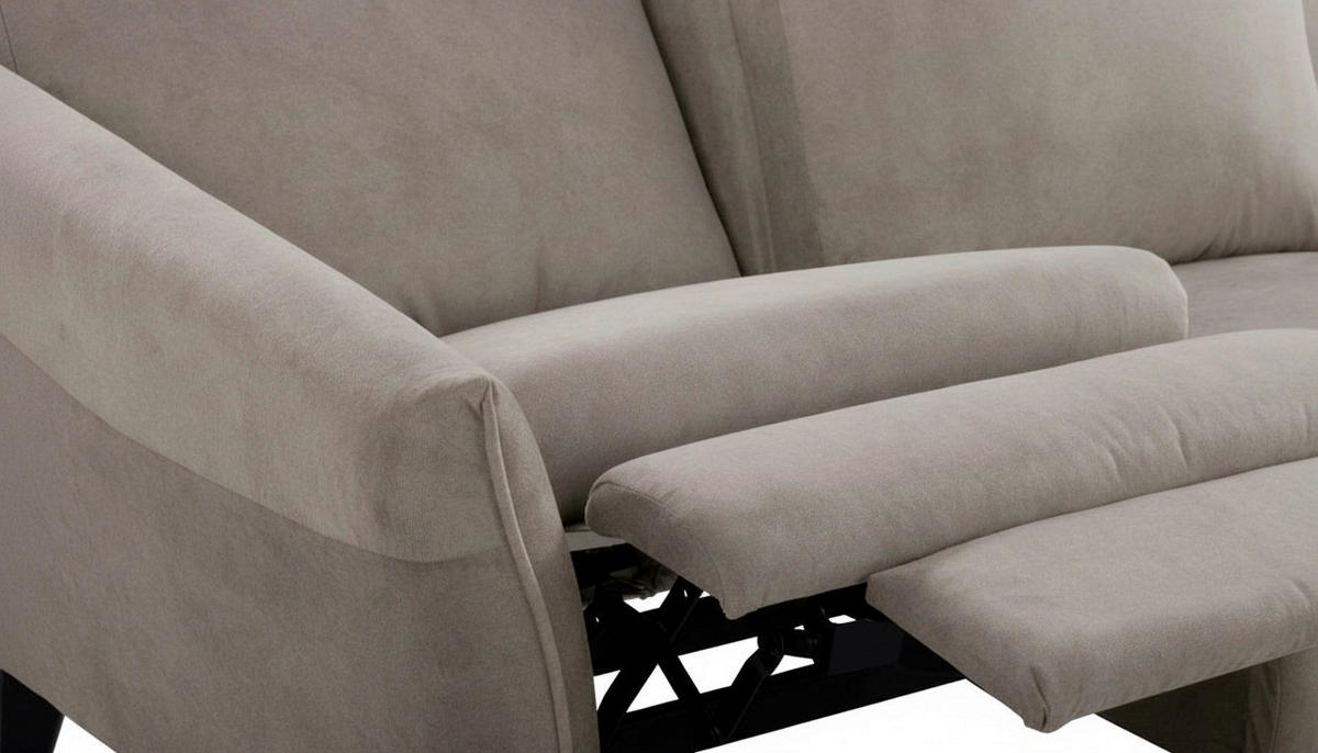 3-SITZER-SOFA  in Mikrofaser Taupe Skandinavisch, Modern  - Taupe/Buchefarben, Design, Holz/Textil (202/110/92cm) - Livetastic