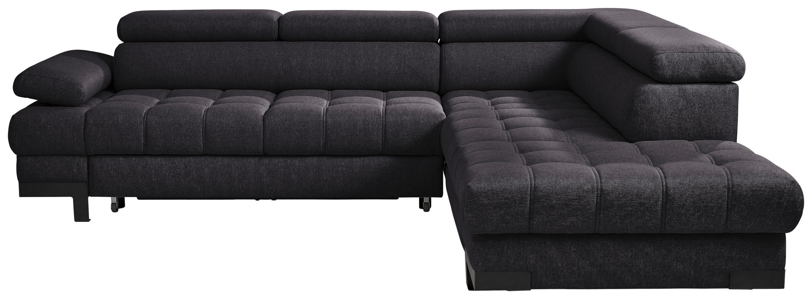 ECKSOFA Schwarz Webstoff  - Schwarz, Design, Textil/Metall (263/223cm) - Welnova