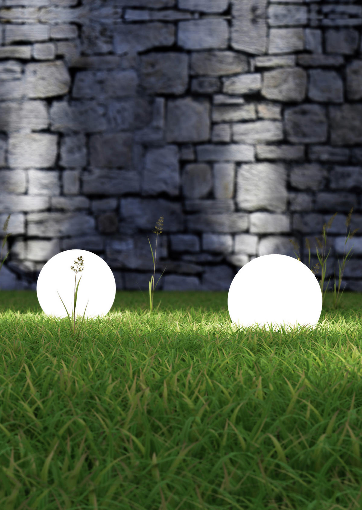 AUSSENKUGELLEUCHTE - Weiss, Basics, Kunststoff (30/60,3cm)