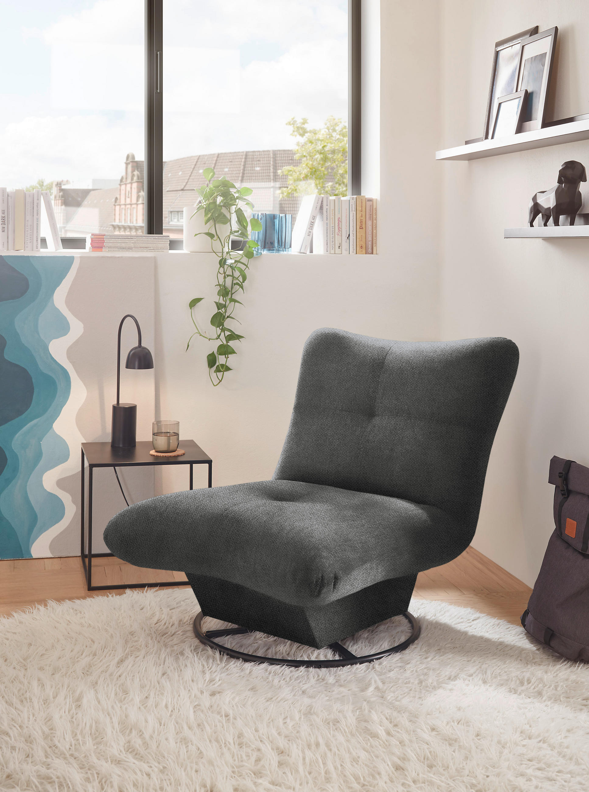 SESSEL in Struktur Graphitfarben  - Schwarz/Graphitfarben, Konventionell, Textil/Metall (96/75/93cm) - Carryhome