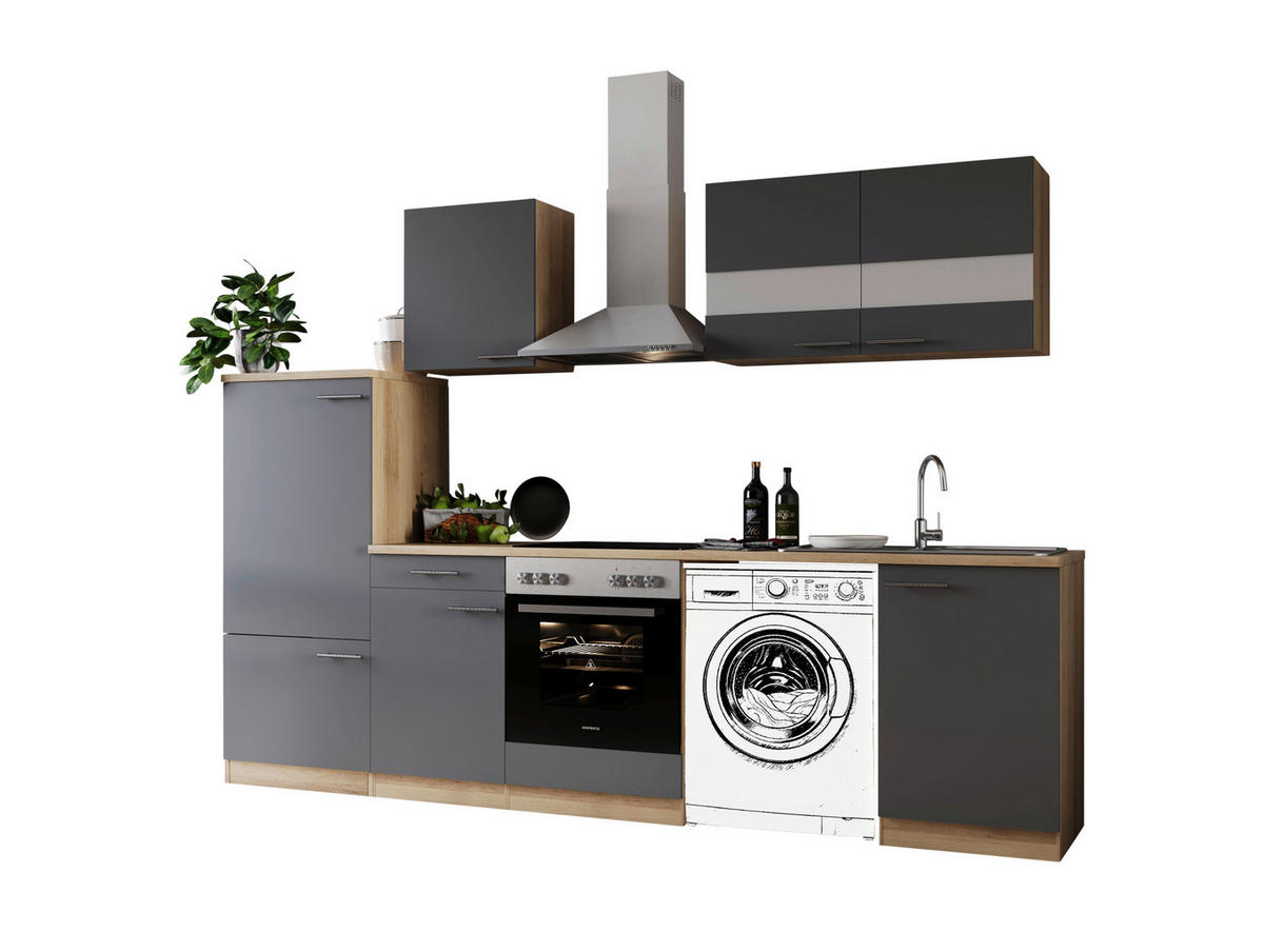 MODULKÖK 280 cm   i grå  - stålfärgad/grå, Basics, metall/trämaterial (280cm) - Respekta