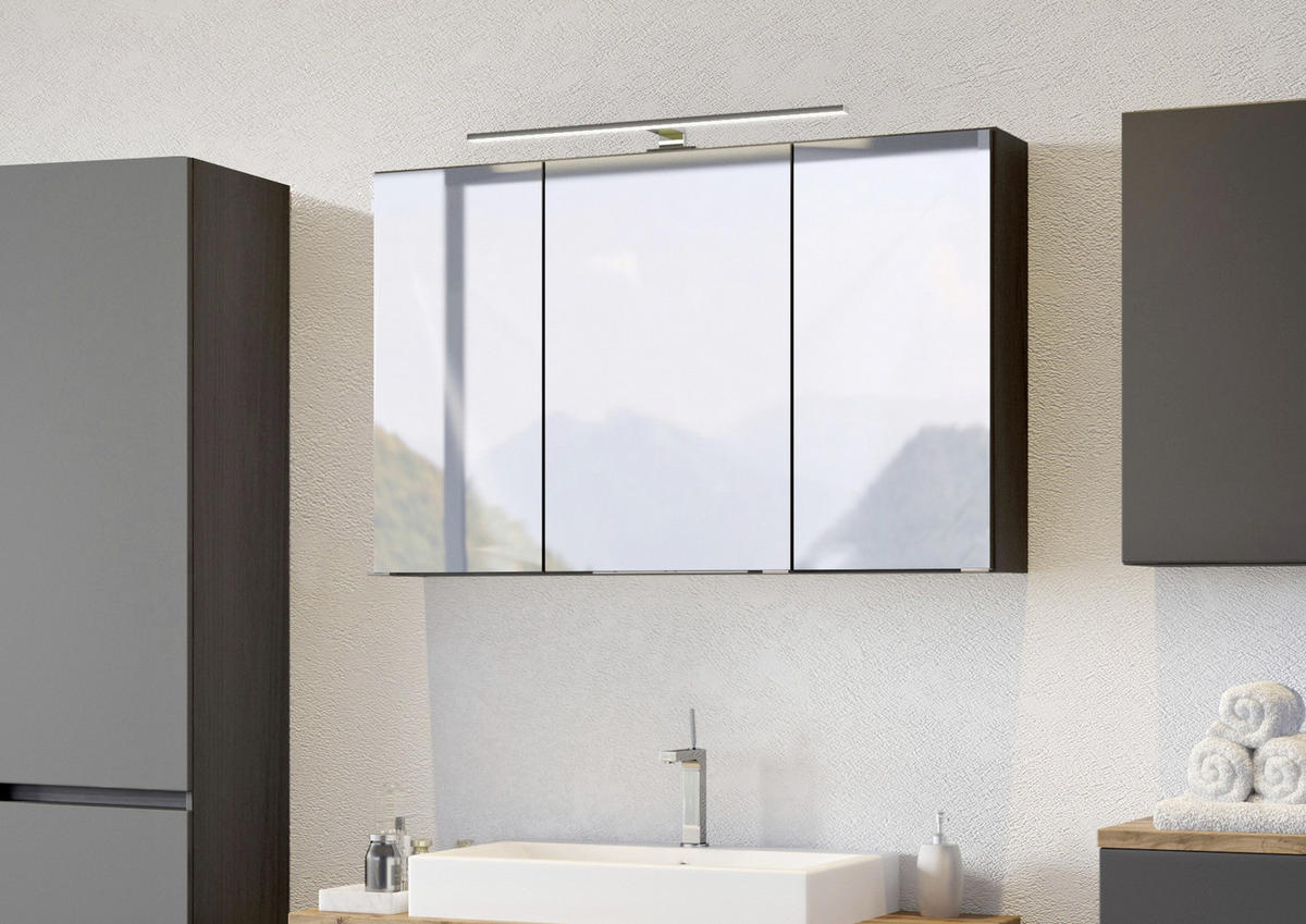 SPIEGELSCHRANK 100/64/20 cm  - Grau, Basics, Glas/Holzwerkstoff (100/64/20cm) - Held