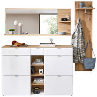 ANSAMBLU DE HOL, 3 piese, 208/202/38 cm  - alb/stejar Artisan, Design, sticlă/material pe bază de lemn (208/202/38cm) - Xora