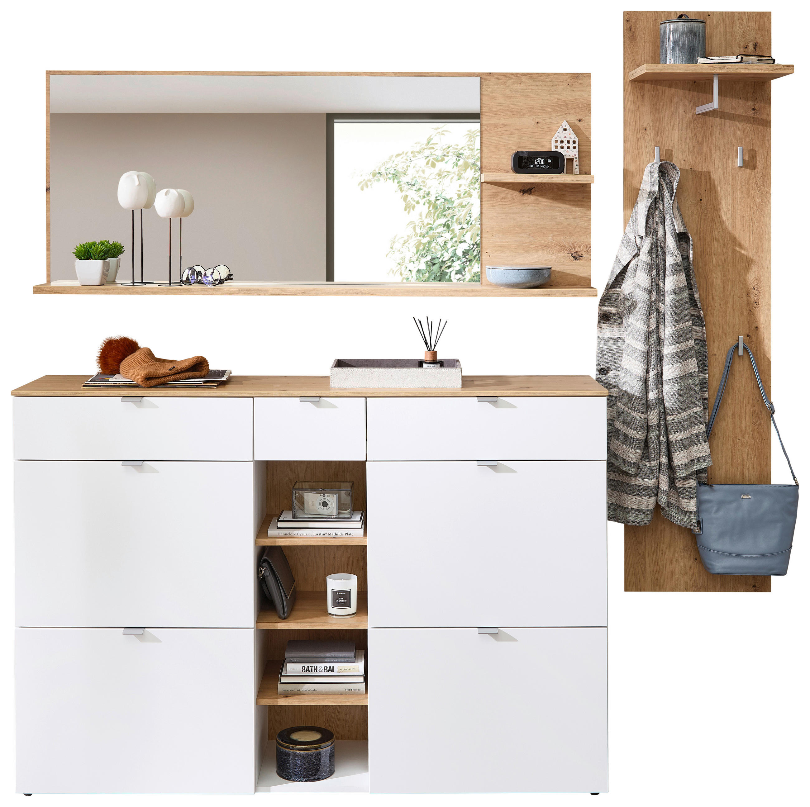XXXLutz Garderobe Bari Weiß, Eiche Artisan 208x202x38 cm