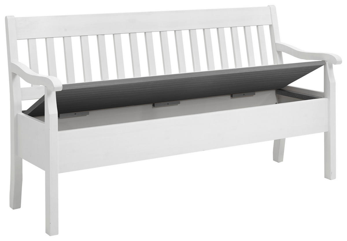 SITZBANK 169/93/58 cm Weiß, Grau Kiefer massiv  - Weiß/Grau, ROMANTIK / LANDHAUS, Holz (169/93/58cm) - Boxxx